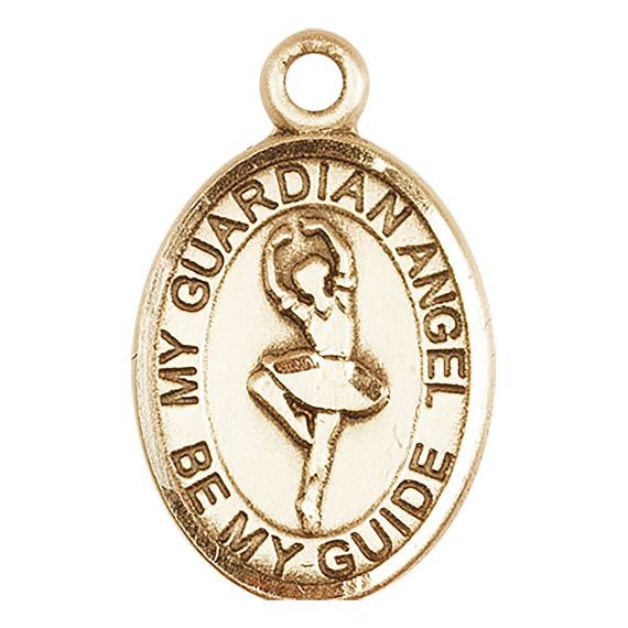 14KT GOLD GUARDIAN ANGEL DANCE MEDAL - 1/2" x 1/4"