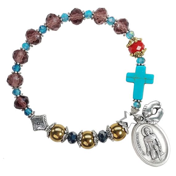 GENUINE GEMSTONE ST. PEREGRINE - ROSARY BRACELET