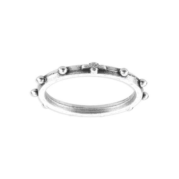 SILVER OXIDIZED ROSARY RING - Small 3/4" Diameter