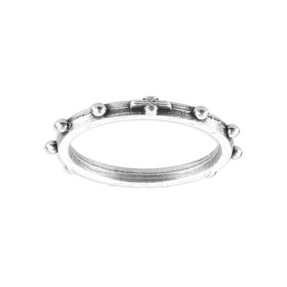 SILVER OXIDIZED ROSARY RING - Medium 1" Diameter