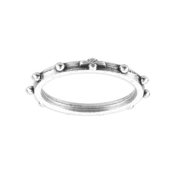 SILVER OXIDIZED ROSARY RING - Large 1¼” Diameter