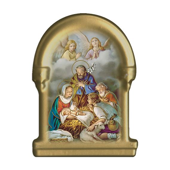 ADORATION OF THE SHEPHERDS GOLDEN ARCH MAGNETIC PLAQUE