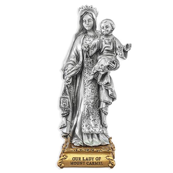 OUR LADY OF MT. CARMEL FINE PEWTER STATUE