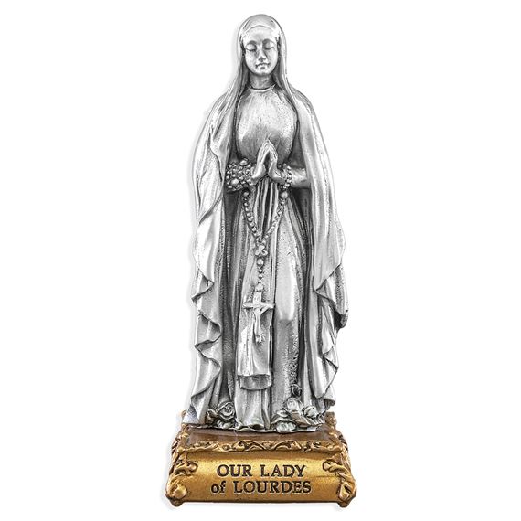 OUR LADY OF LOURDES FINE PEWTER STATUE