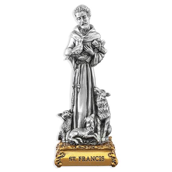 ST. FRANCIS OF ASSISI FINE PEWTER STATUE