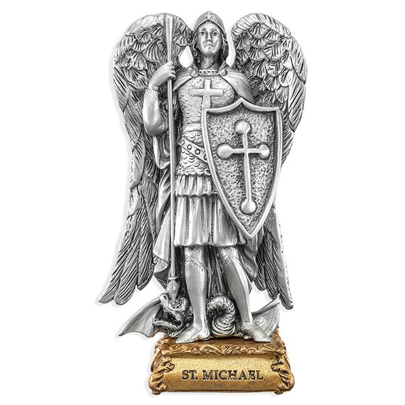 ST. MICHAEL THE ARCHANGEL FINE PEWTER STATUE