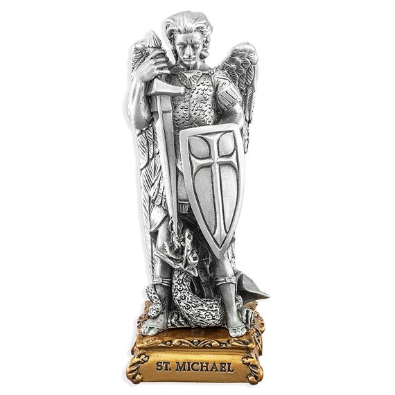 ST. MICHAEL DEFENDER OF DIVINE GLORY FINE PEWTER STATUE