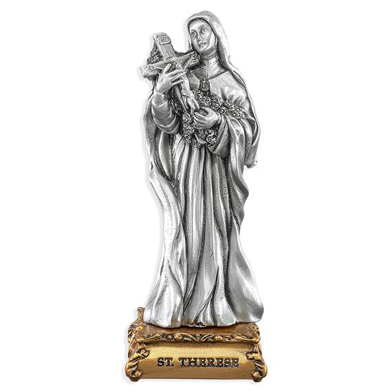 ST. THERESE OF LISIEUX FINE PEWTER STATUE
