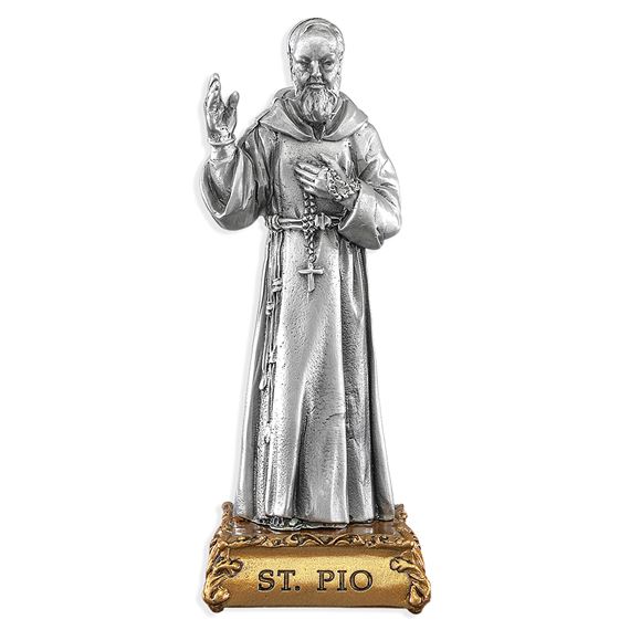 ST. PADRE PIO FINE PEWTER STATUE