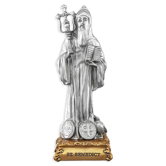 ST. BENEDICT FINE PEWTER STATUE