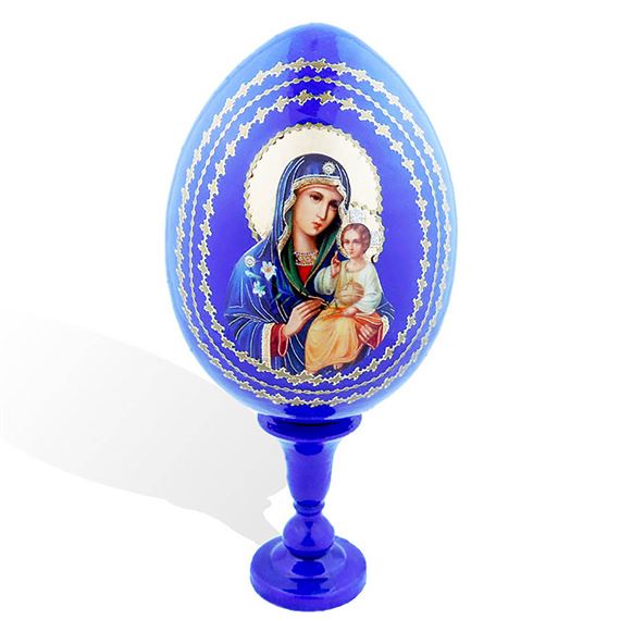 VIRGIN OF THE ETERNAL BLOOM  WOOD EGG ICON