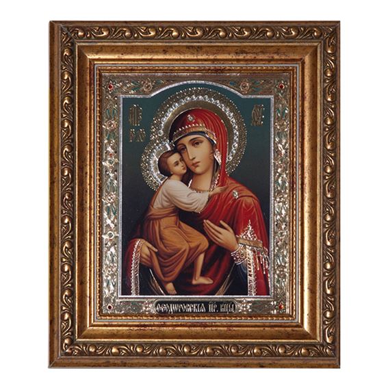 VIRGIN OF VLADIMIR ICON WITH CRYSTALS