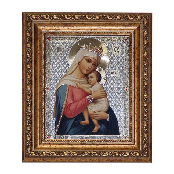 VIRGIN OF HOPE FRAMED WITH CRYSTAL ACCENTS