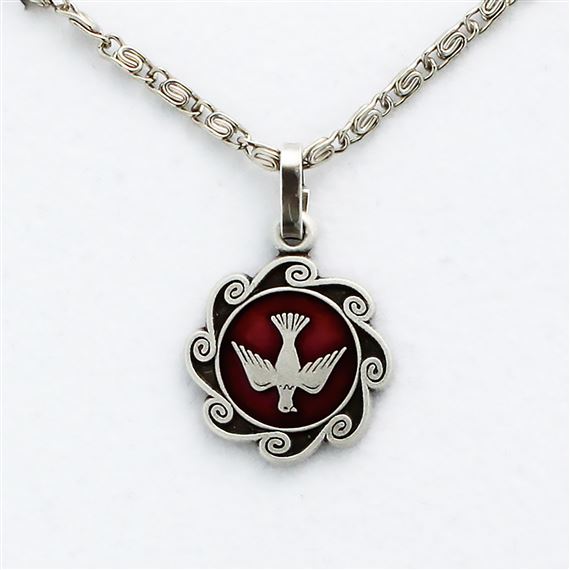 RED ENAMEL HOLY SPIRIT MEDAL