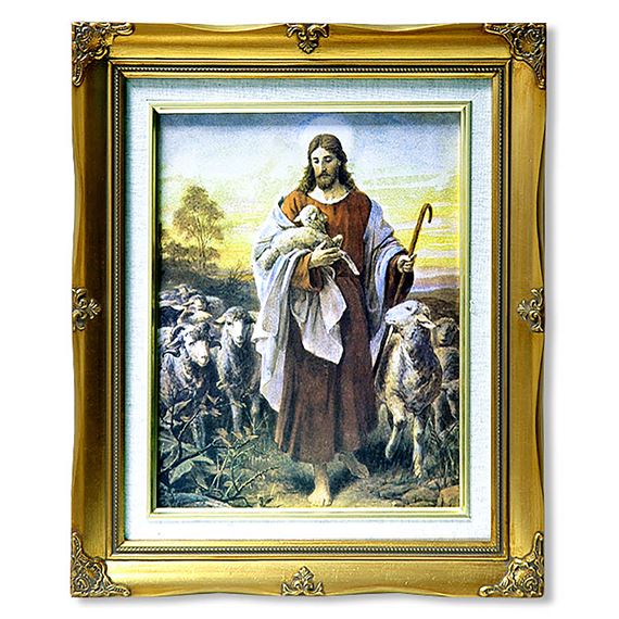 THE GOOD SHEPHERD FRAMED ARTWORK - 15 1/2" x 18 1/2"