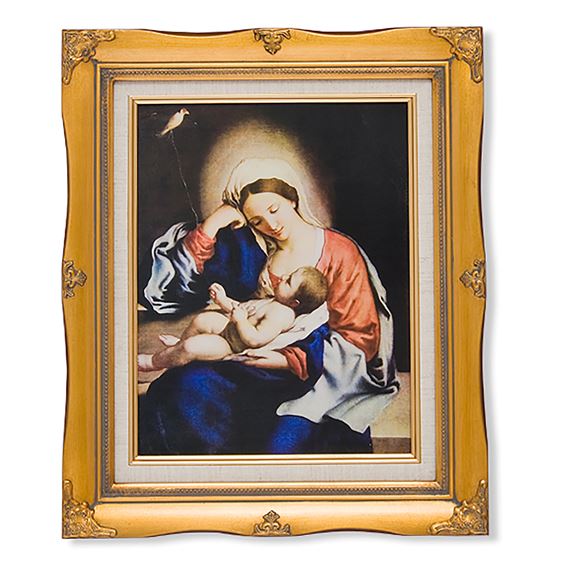 MADONNA AND CHRIST CHILD FRAMED ARTWORK - 15" x 18"
