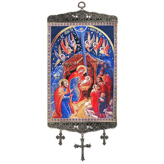 NATIVITY ICON TAPESTRY WALL HANGING