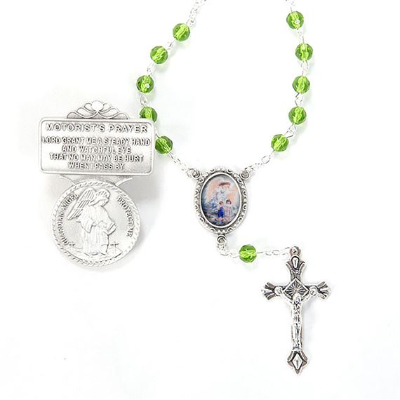 GUARDIAN ANGEL VISOR CLIP AND AUTO ROSARY