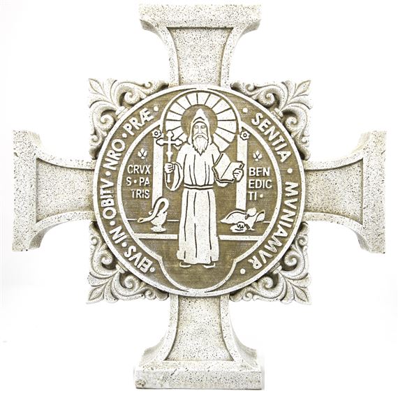 ST. BENEDICT CROSS GARDEN STONE