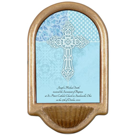 PERSONALIZED HOLY WATER FONT - BLUE CROSS