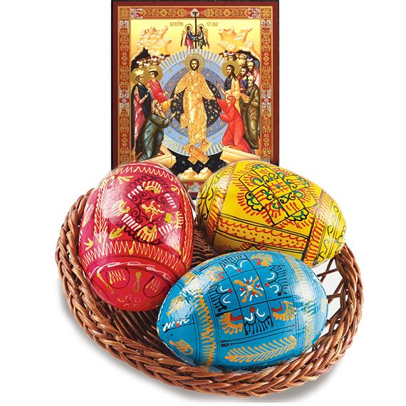 UKRAINIAN EASTER BASKET WITH RESURRECTION ICON