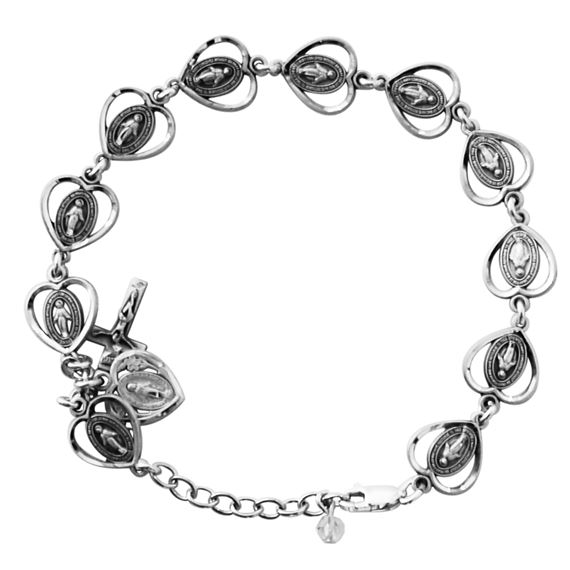 HEART SHAPED MIRACULOUS MEDAL BRACELET