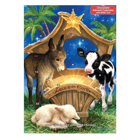 PEACE ON EARTH ADVENT CALENDAR WITH CHOCOLATES (10" x 13¾")