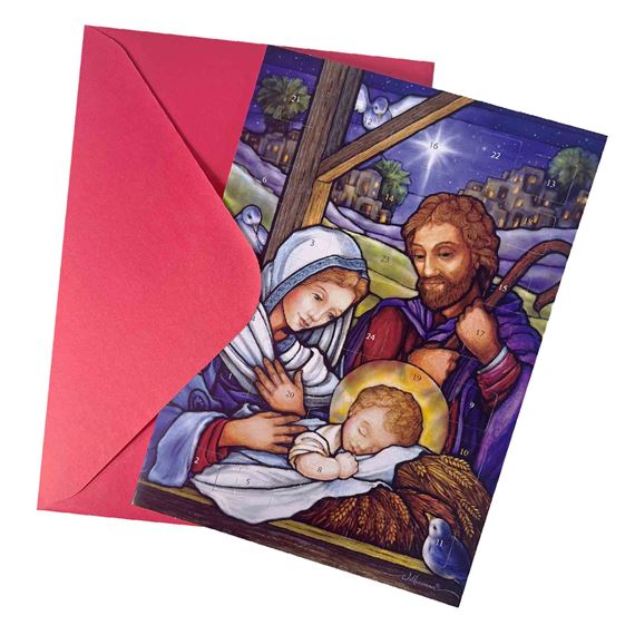 HOLY FAMILY - MINI ADVENT CALENDAR CHRISTMAS CARD