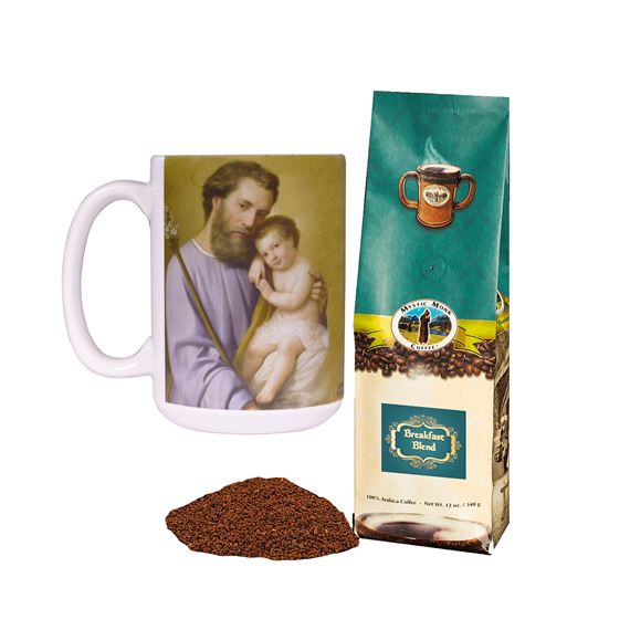 MYSTIC MONK BREAKFAST BLEND COFFEE & ST. JOSEPH WITH INFANT JESUS MUG SET