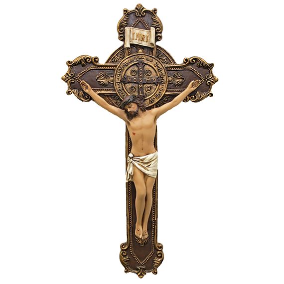 ST. BENEDICT WALL CRUCIFIX (PAINTED)