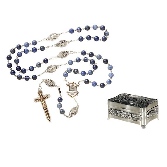 EWTN WARRIOR'S ROSARY & PEWTER ROSARY BOX SET