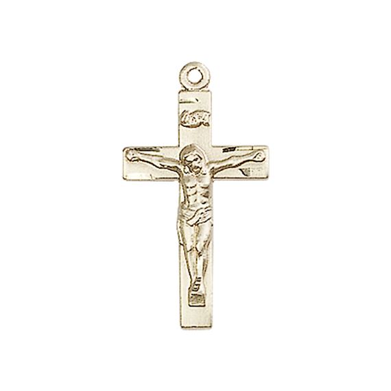 14KT GOLD CRUCIFIX MEDAL - 7/8" x 3/8"