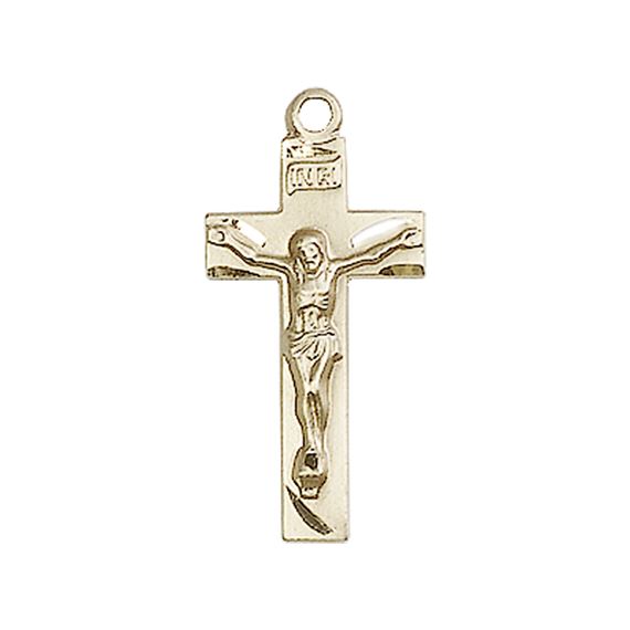 14KT GOLD CRUCIFIX MEDAL - 7/8" x 3/8"