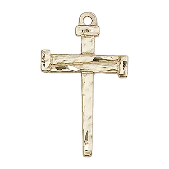 14KT GOLD NAIL CROSS MEDAL - 1" x 5/8"