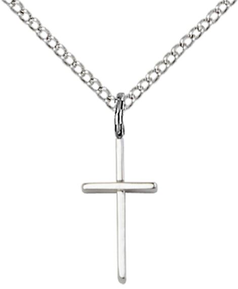 STERLING SILVER CROSS PENDANT WITH CHAIN - 1/2" x 1/4"