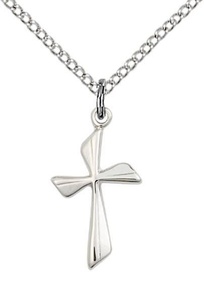 STERLING SILVER CROSS PENDANT WITH CHAIN - 3/4" x 3/8"