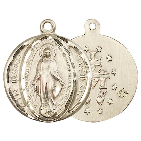 14KT GOLD MIRACULOUS MEDAL - 7/8" x 3/4"