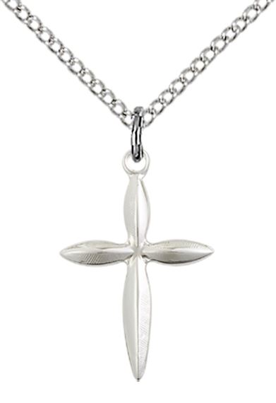 STERLING SILVER CROSS PENDANT WITH CHAIN - 3/4" x 1/2"