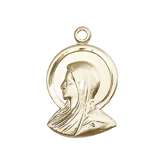 14KT GOLD MADONNA MEDAL - 7/8" x 1/2"