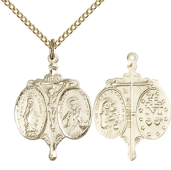 14KT GOLD FILLED NOVENA PENDANT WITH CHAIN - 7/8" x 5/8"