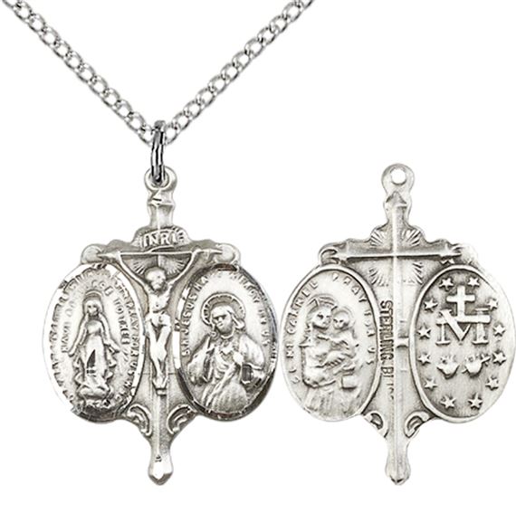 STERLING SILVER NOVENA PENDANT WITH CHAIN - 7/8" x 5/8"
