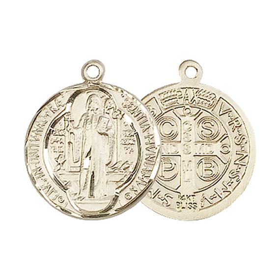 14KT GOLD ST BENEDICT MEDAL - 5/8" x 5/8"