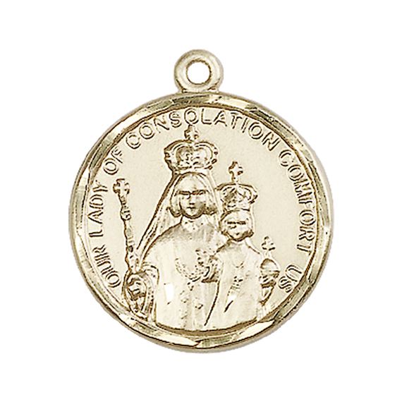 14KT GOLD OUR LADY OF CONSOLATION MEDAL - 7/8" x 3/4"