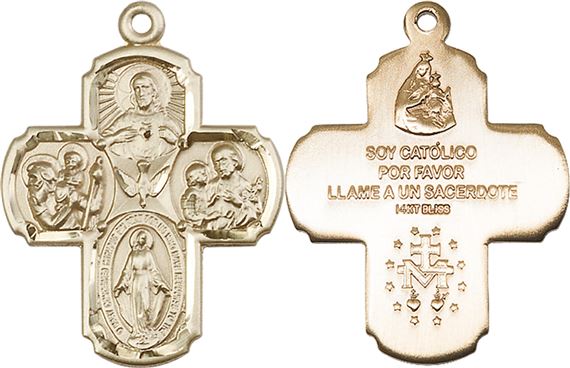 14KT GOLD 4-WAY MEDAL - 1 3/8" x 1"