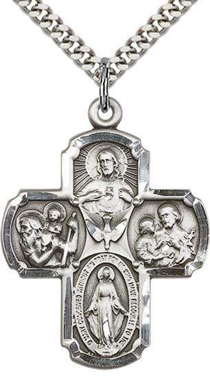 STERLING SILVER 5-WAY PENDANT WITH CHAIN - 1 3/8" x 1"