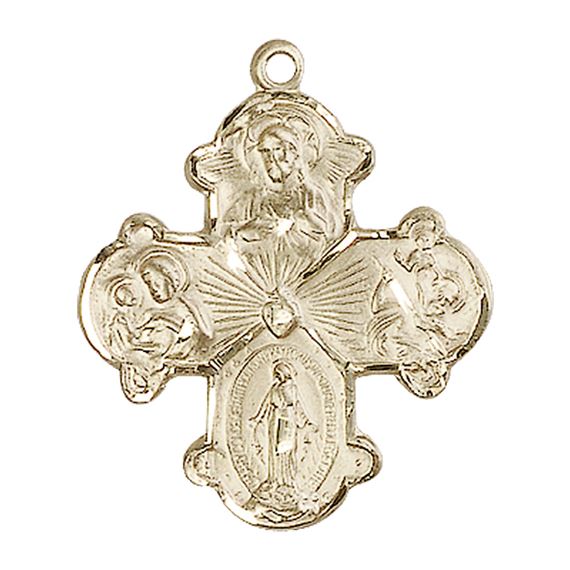 14KT GOLD 4-WAY MEDAL - 1 1/8" x 7/8"