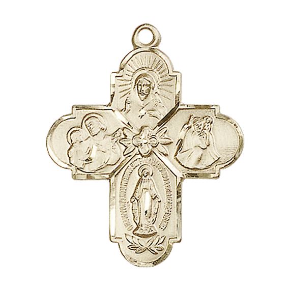 14KT GOLD 4-WAY MEDAL - 1" x 7/8"