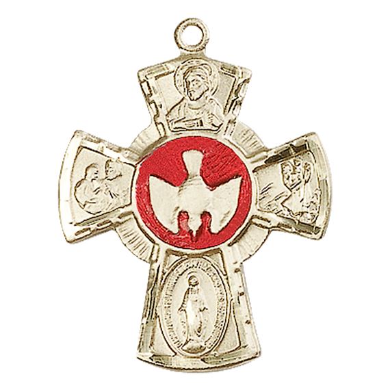 14KT GOLD 5-WAY MEDAL - 1 1/8" x 7/8"
