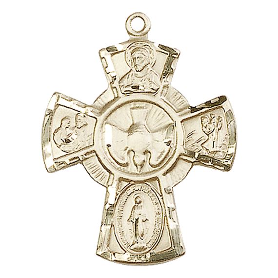 14KT GOLD 5-WAY MEDAL - 1 1/8" x 7/8"