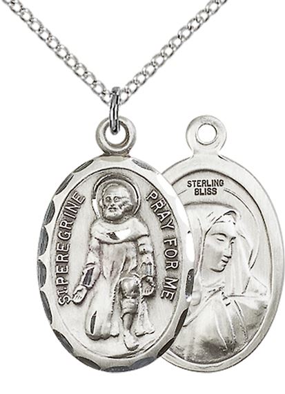 STERLING SILVER ST PEREGRINE PENDANT WITH CHAIN - 1" x 5/8"